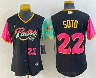 Women's San Diego Padres #22 Juan Soto Number Black 2022 City Connect Cool Base Stitched Jersey,We sell and wholesale Women's San Diego Padres #22 Juan Soto Number Black 2022 City Connect Cool Base Stitched Jersey on line form chian!
