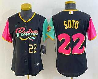 Women's San Diego Padres #22 Juan Soto Number Black 2022 City Connect Cool Base Stitched Jerseys,We sell and wholesale Women's San Diego Padres #22 Juan Soto Number Black 2022 City Connect Cool Base Stitched Jerseys on line form chian!