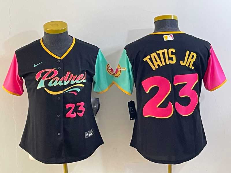 Women's San Diego Padres #23 Fernando Tatis Jr Black Number 2022 City Connect Cool Base Stitched Jersey,We sell and wholesale Women's San Diego Padres #23 Fernando Tatis Jr Black Number 2022 City Connect Cool Base Stitched Jersey on line form chian!
