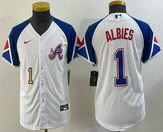 Youth Atlanta Braves #1 Ozzie Albies Number White 2023 City Connect Cool Base Stitched Jersey,We sell and wholesale Youth Atlanta Braves #1 Ozzie Albies Number White 2023 City Connect Cool Base Stitched Jersey on line form chian!