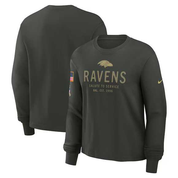 Men's Baltimore Ravens Dark Green 2025 Salute to Service Sideline Dri-FIT Long Sleeve T-Shirt,We sell and wholesale Men's Baltimore Ravens Dark Green 2025 Salute to Service Sideline Dri-FIT Long Sleeve T-Shirt on line form chian!