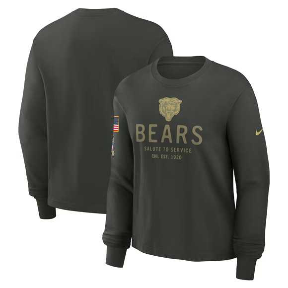 Men's Chicago Bears Dark Green 2025 Salute to Service Sideline Dri-FIT Long Sleeve T-Shirt,We sell and wholesale Men's Chicago Bears Dark Green 2025 Salute to Service Sideline Dri-FIT Long Sleeve T-Shirt on line form chian!