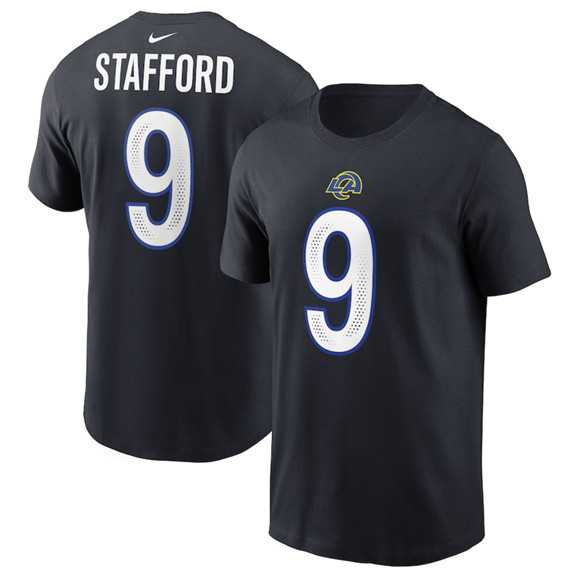 Men's Los Angeles Rams #9 Matthew Stafford Black 2025 Rivalries Collection Player Name & Number T-Shirt,We sell and wholesale Men's Los Angeles Rams #9 Matthew Stafford Black 2025 Rivalries Collection Player Name & Number T-Shirt on line form chian!