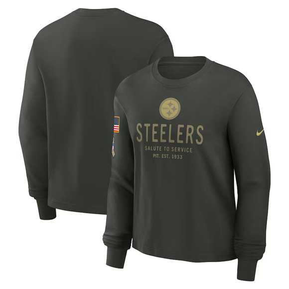 Men's Pittsburgh Steelers Dark Green 2025 Salute to Service Sideline Dri-FIT Long Sleeve T-Shirt,We sell and wholesale Men's Pittsburgh Steelers Dark Green 2025 Salute to Service Sideline Dri-FIT Long Sleeve T-Shirt on line form chian!