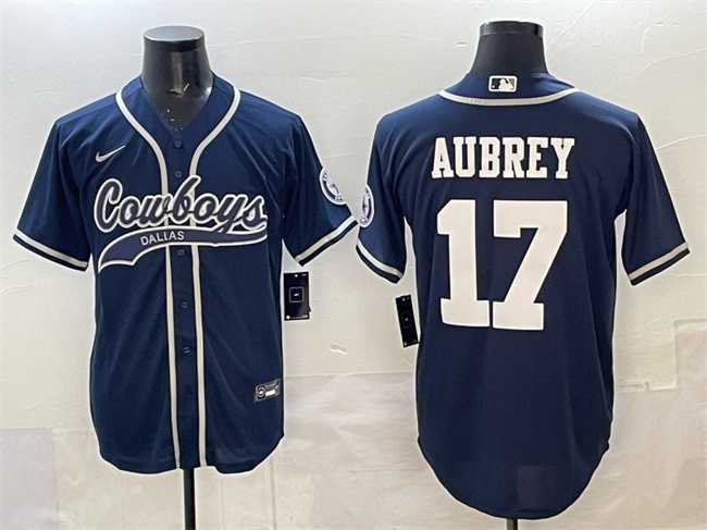 Men's Dallas Cowboys #17 Brandon Aubrey Navy Cool Base Stitched Baseball Jersey,We sell and wholesale Men's Dallas Cowboys #17 Brandon Aubrey Navy Cool Base Stitched Baseball Jersey on line form chian!