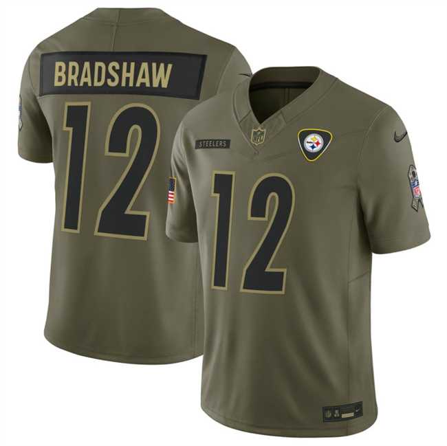 Men's Pittsburgh Steelers #12 Terry Bradshaw Olive 2025 F.U.S.E. Salute to Service Limited Stitched Jersey Dyin,We sell and wholesale Men's Pittsburgh Steelers #12 Terry Bradshaw Olive 2025 F.U.S.E. Salute to Service Limited Stitched Jersey Dyin on line form chian!