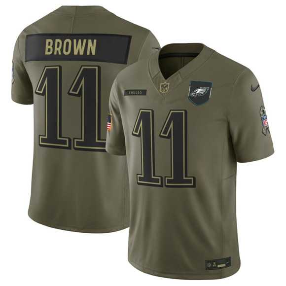 Men's Philadelphia Eagles #11 A.J. Brown Olive 2025 Salute to Service Limited Stitched Jersey Dyin,We sell and wholesale Men's Philadelphia Eagles #11 A.J. Brown Olive 2025 Salute to Service Limited Stitched Jersey Dyin on line form chian!