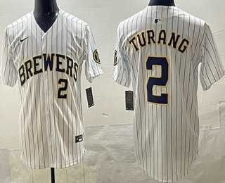 Men's Milwaukee Brewers #2 Brice Turang White Limited Jersey,We sell and wholesale Men's Milwaukee Brewers #2 Brice Turang White Limited Jersey on line form chian!