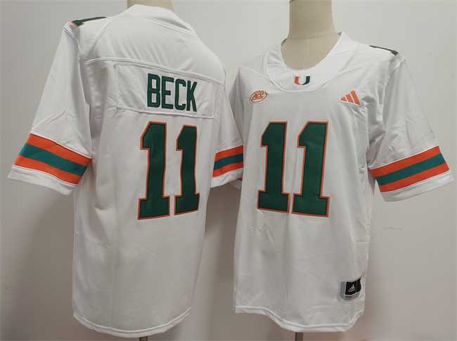 Men's Miami Hurricanes #11 Carson Beck White Stitched Football Jersey,We sell and wholesale Men's Miami Hurricanes #11 Carson Beck White Stitched Football Jersey on line form chian!