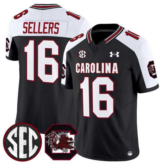 Men's South Carolina Fighting Gamecocks #16 LaNorris Sellers Black White 2025 F.U.S.E. Stitched Jersey Dzhi,We sell and wholesale Men's South Carolina Fighting Gamecocks #16 LaNorris Sellers Black White 2025 F.U.S.E. Stitched Jersey Dzhi on line form chian!