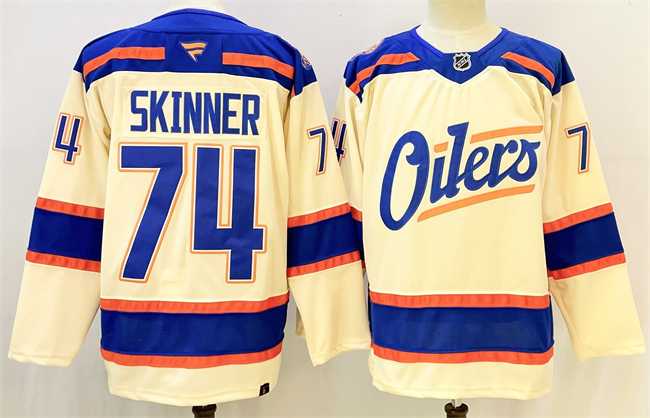Men's Edmonton Oilers #74 Stuart Skinner Light Beige 2025 Alternate Stitched Hockey Jersey,We sell and wholesale Men's Edmonton Oilers #74 Stuart Skinner Light Beige 2025 Alternate Stitched Hockey Jersey on line form chian!
