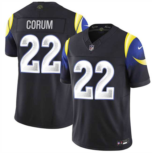 Men's Los Angeles Rams #22 Blake Corum midnight blue 2025 F.U.S.E. 'Rivalries' Vapor Limited Stitched Jersey,We sell and wholesale Men's Los Angeles Rams #22 Blake Corum midnight blue 2025 F.U.S.E. 'Rivalries' Vapor Limited Stitched Jersey on line form chian!
