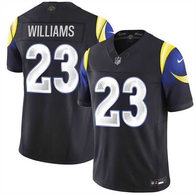 Men's Los Angeles Rams #23 Kyren Williams midnight blue 2025 F.U.S.E. 'Rivalries' Vapor Limited Stitched Jersey,We sell and wholesale Men's Los Angeles Rams #23 Kyren Williams midnight blue 2025 F.U.S.E. 'Rivalries' Vapor Limited Stitched Jersey on line form chian!
