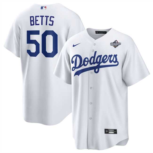 Men's Los Angeles Dodgers #50 Mookie Betts White 2025 World Series Home Cool Base Stitched Jersey Dzhi,We sell and wholesale Men's Los Angeles Dodgers #50 Mookie Betts White 2025 World Series Home Cool Base Stitched Jersey Dzhi on line form chian!