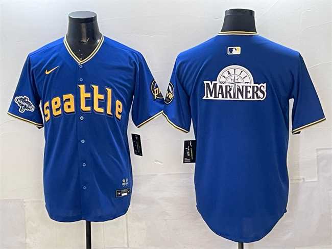 Men's Seattle Mariners Team Big Logo Royal With 2025 AL West Division Champions Patch City Connect Limited Stitched Jersey,We sell and wholesale Men's Seattle Mariners Team Big Logo Royal With 2025 AL West Division Champions Patch City Connect Limited Stitched Jersey on line form chian!