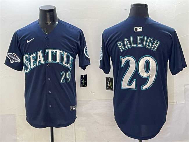 Men's Seattle Mariners #29 Cal Raleigh Navy With 2025 AL West Division Champions Patch Limited Stitched jersey,We sell and wholesale Men's Seattle Mariners #29 Cal Raleigh Navy With 2025 AL West Division Champions Patch Limited Stitched jersey on line form chian!