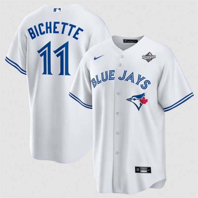 Men's Toronto Blue Jays #11 Bo Bichette White 2025 World Series Home Cool Base Stitched Jersey Dzhi,We sell and wholesale Men's Toronto Blue Jays #11 Bo Bichette White 2025 World Series Home Cool Base Stitched Jersey Dzhi on line form chian!
