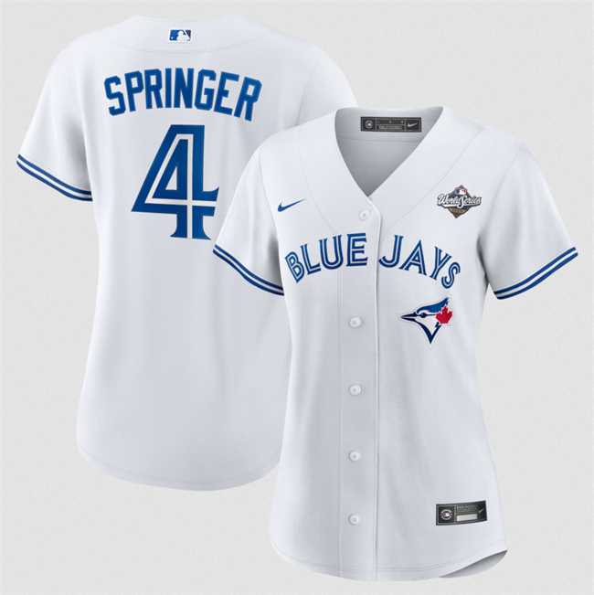 Women's Toronto Blue Jays #4 George Springer White 2025 World Series Home Cool Base Stitched Jersey Dzhi,We sell and wholesale Women's Toronto Blue Jays #4 George Springer White 2025 World Series Home Cool Base Stitched Jersey Dzhi on line form chian!