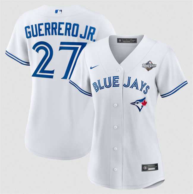 Women's Toronto Blue Jays #27 Vladimir Guerrero Jr. White 2025 World Series Home Cool Base Stitched Jersey Dzhi,We sell and wholesale Women's Toronto Blue Jays #27 Vladimir Guerrero Jr. White 2025 World Series Home Cool Base Stitched Jersey Dzhi on line form chian!