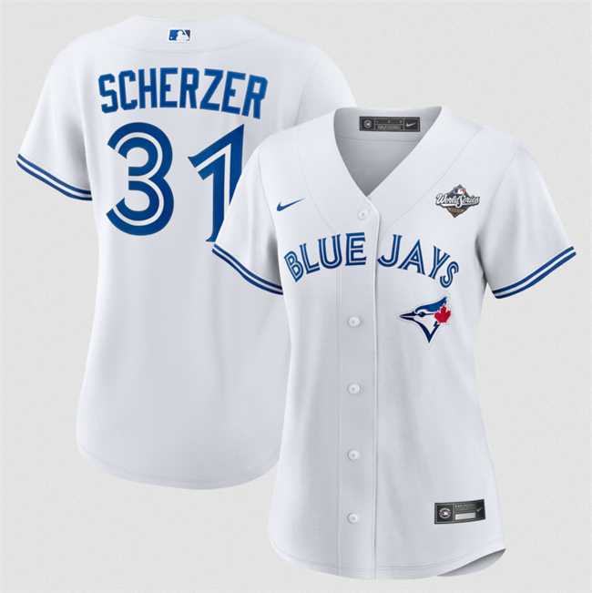 Women's Toronto Blue Jays #31 Max Scherzer White 2025 World Series Home Cool Base Stitched Jersey Dzhi,We sell and wholesale Women's Toronto Blue Jays #31 Max Scherzer White 2025 World Series Home Cool Base Stitched Jersey Dzhi on line form chian!