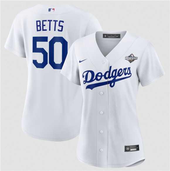 Women's Los Angeles Dodgers #50 Mookie Betts White 2025 World Series Home Cool Base Stitched Jersey Dzhi,We sell and wholesale Women's Los Angeles Dodgers #50 Mookie Betts White 2025 World Series Home Cool Base Stitched Jersey Dzhi on line form chian!