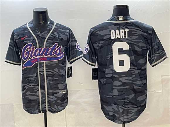 Men's New York Giants #6 Jaxson Dart Gray Camo With Patch Cool Base Stitched Baseball Jersey,We sell and wholesale Men's New York Giants #6 Jaxson Dart Gray Camo With Patch Cool Base Stitched Baseball Jersey on line form chian!