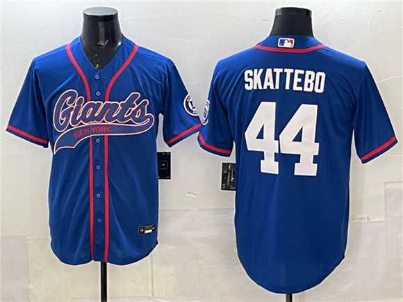 Men's New York Giants #44 Cam Skattebo Royal With Patch Cool Base Stitched Baseball Jersey,We sell and wholesale Men's New York Giants #44 Cam Skattebo Royal With Patch Cool Base Stitched Baseball Jersey on line form chian!