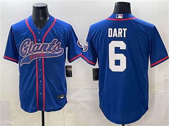 Men's New York Giants #6 Jaxson Dart Royal With Patch Cool Base Stitched Baseball Jersey,We sell and wholesale Men's New York Giants #6 Jaxson Dart Royal With Patch Cool Base Stitched Baseball Jersey on line form chian!