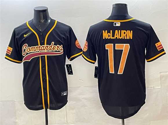 Men's Washington Commanders #17 Terry McLaurin Black Limited Stitched Baseball Jersey,We sell and wholesale Men's Washington Commanders #17 Terry McLaurin Black Limited Stitched Baseball Jersey on line form chian!