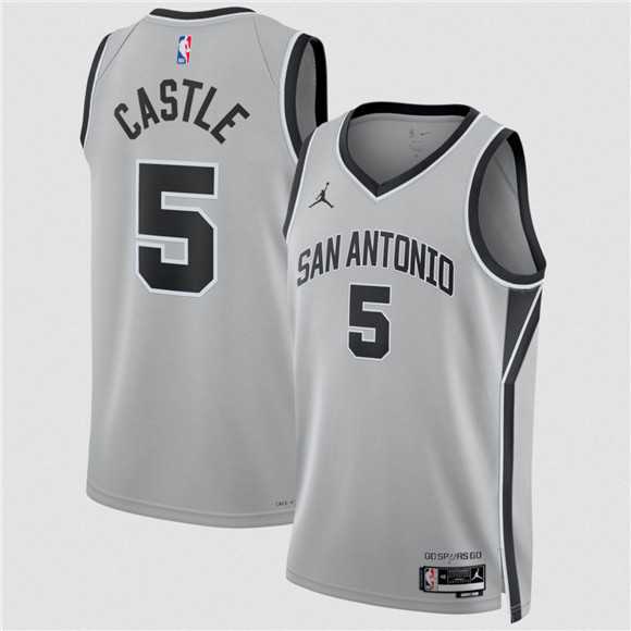 Men's San Antonio Spurs #5 Stephon Castle Silver 2025 Statement Edition Stitched Jersey Dzhi,We sell and wholesale Men's San Antonio Spurs #5 Stephon Castle Silver 2025 Statement Edition Stitched Jersey Dzhi on line form chian!