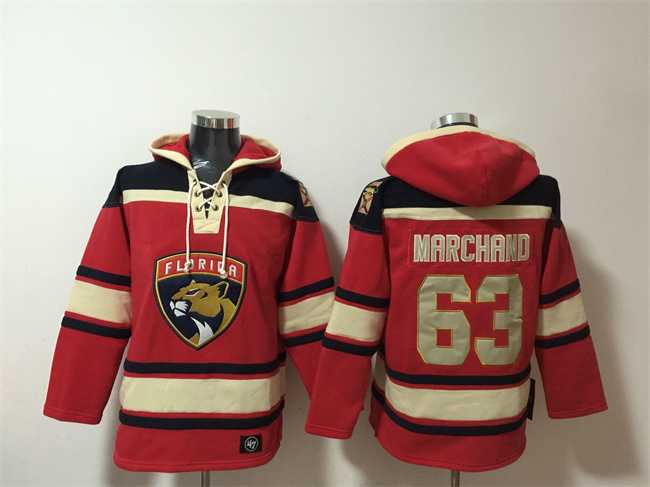 Men's Florida Panthers #63 Brad Marchand Red Lace-Up Pullover Hoodie,We sell and wholesale Men's Florida Panthers #63 Brad Marchand Red Lace-Up Pullover Hoodie on line form chian!