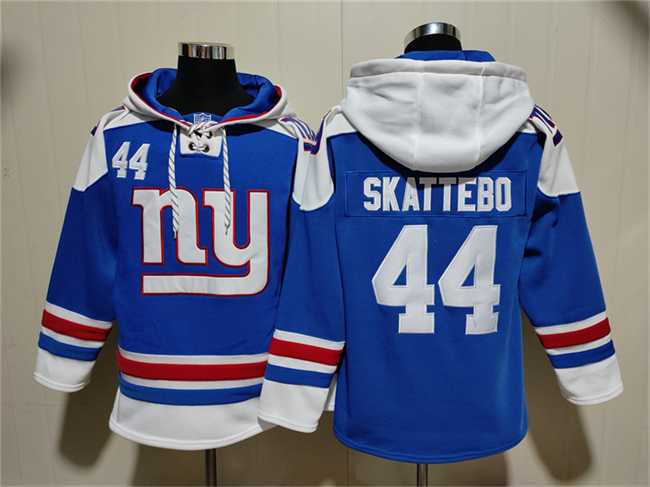 Men's New York Giants #44 Cam Skattebo Blue Ageless Must-Have Lace-Up Pullover Hoodie,We sell and wholesale Men's New York Giants #44 Cam Skattebo Blue Ageless Must-Have Lace-Up Pullover Hoodie on line form chian!