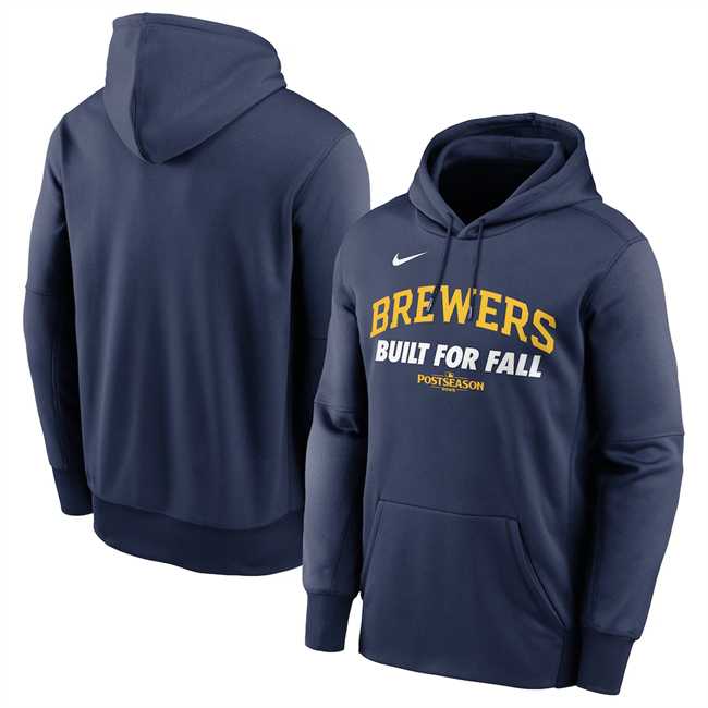 Men's Milwaukee Brewers Navy Postseason Collection Therma Fleece Hoodie,We sell and wholesale Men's Milwaukee Brewers Navy Postseason Collection Therma Fleece Hoodie on line form chian!