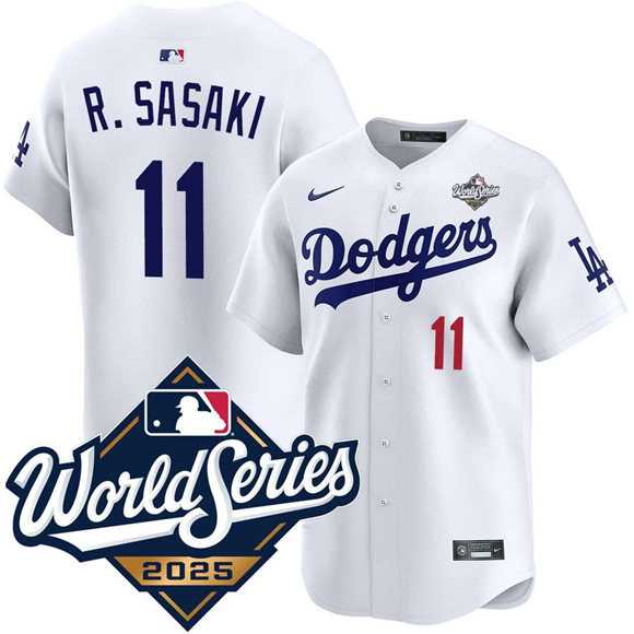Men's Los Angeles Dodgers #11 Roki Sasaki White 2025 World Series Limited Stitched Jersey,We sell and wholesale Men's Los Angeles Dodgers #11 Roki Sasaki White 2025 World Series Limited Stitched Jersey on line form chian!