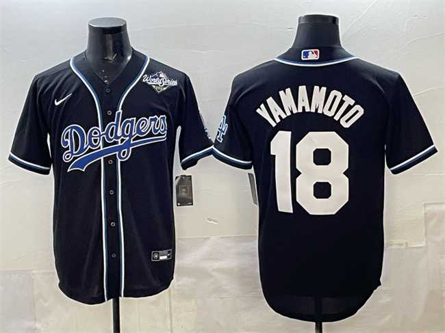 Men's Los Angeles Dodgers #18 Yoshinobu Yamamoto Black 2025 World Series Cool Base Stitched Jersey,We sell and wholesale Men's Los Angeles Dodgers #18 Yoshinobu Yamamoto Black 2025 World Series Cool Base Stitched Jersey on line form chian!