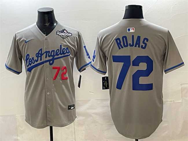 Men's Los Angeles Dodgers #72 Miguel Rojas Grey 2025 World Series Patch Limited Stitched Jersey,We sell and wholesale Men's Los Angeles Dodgers #72 Miguel Rojas Grey 2025 World Series Patch Limited Stitched Jersey on line form chian!