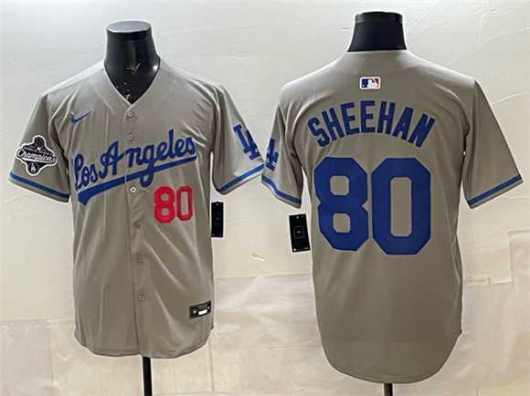 Men's Los Angeles Dodgers #80 Emmet Sheehan Gray 2025 World Series Champions Patch Limited Stitched Jersey,We sell and wholesale Men's Los Angeles Dodgers #80 Emmet Sheehan Gray 2025 World Series Champions Patch Limited Stitched Jersey on line form chian!