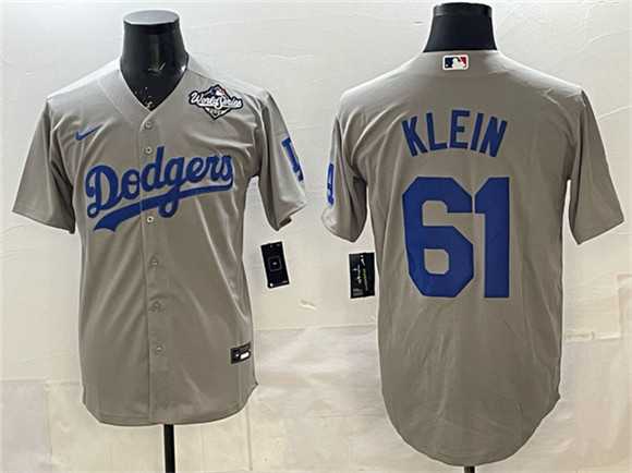 Men's Los Angeles Dodgers #61 Will Klein Gray 2025 World Series Patch Cool Base Stitched Jersey,We sell and wholesale Men's Los Angeles Dodgers #61 Will Klein Gray 2025 World Series Patch Cool Base Stitched Jersey on line form chian!