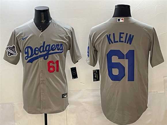 Men's Los Angeles Dodgers #61 Will Klein Gray 2025 World Series Champions Patch Cool Base Limited Stitched Jersey,We sell and wholesale Men's Los Angeles Dodgers #61 Will Klein Gray 2025 World Series Champions Patch Cool Base Limited Stitched Jersey on line form chian!