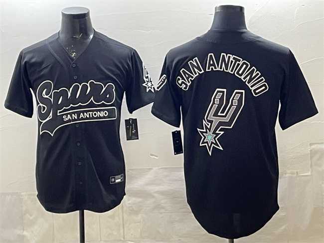 Men's San Antonio Spurs Team Big Logo Black Stitched Baseball Jersey,We sell and wholesale Men's San Antonio Spurs Team Big Logo Black Stitched Baseball Jersey on line form chian!