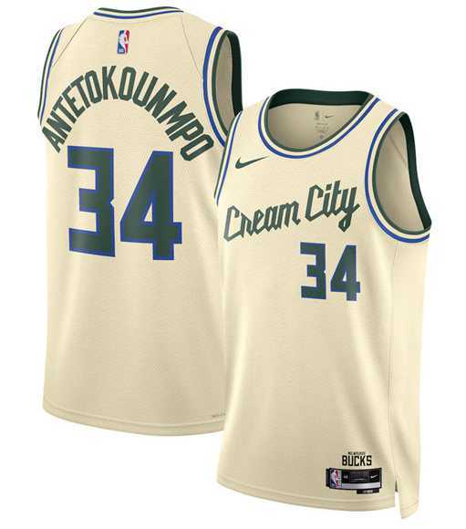 Men's Milwaukee Bucks #34 Giannis Antetokounmpo Cream 2025-26 City Edition Swingman Stitched Jersey Dzhi,We sell and wholesale Men's Milwaukee Bucks #34 Giannis Antetokounmpo Cream 2025-26 City Edition Swingman Stitched Jersey Dzhi on line form chian!