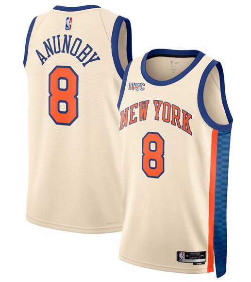 Men's New Yok Knicks #8 OG Anunoby Cream 2025-26 City Edition Swingman Stitched Jersey Dzhi,We sell and wholesale Men's New Yok Knicks #8 OG Anunoby Cream 2025-26 City Edition Swingman Stitched Jersey Dzhi on line form chian!