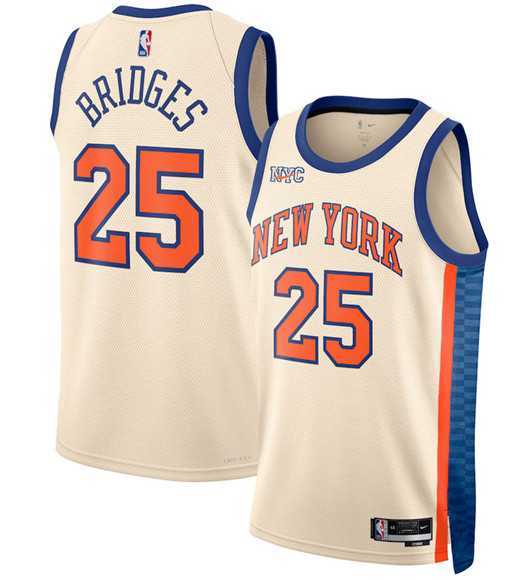 Men's New Yok Knicks #25 Mikal Bridges Cream 2025-26 City Edition Swingman Stitched Jersey Dzhi,We sell and wholesale Men's New Yok Knicks #25 Mikal Bridges Cream 2025-26 City Edition Swingman Stitched Jersey Dzhi on line form chian!
