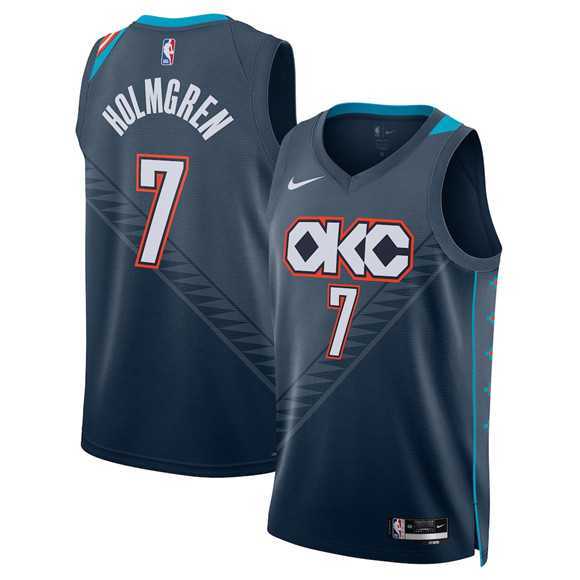 Men's Oklahoma City Thunder #7 Chet Holmgren Navy 2025-26 City Edition Swingman Stitched Jersey Dzhi,We sell and wholesale Men's Oklahoma City Thunder #7 Chet Holmgren Navy 2025-26 City Edition Swingman Stitched Jersey Dzhi on line form chian!