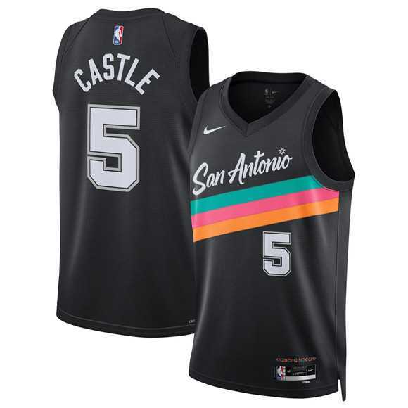 Men's San Antonio Spurs #5 Stephon Castle Black 2025-26 City Edition Swingman Stitched Jersey Dzhi,We sell and wholesale Men's San Antonio Spurs #5 Stephon Castle Black 2025-26 City Edition Swingman Stitched Jersey Dzhi on line form chian!
