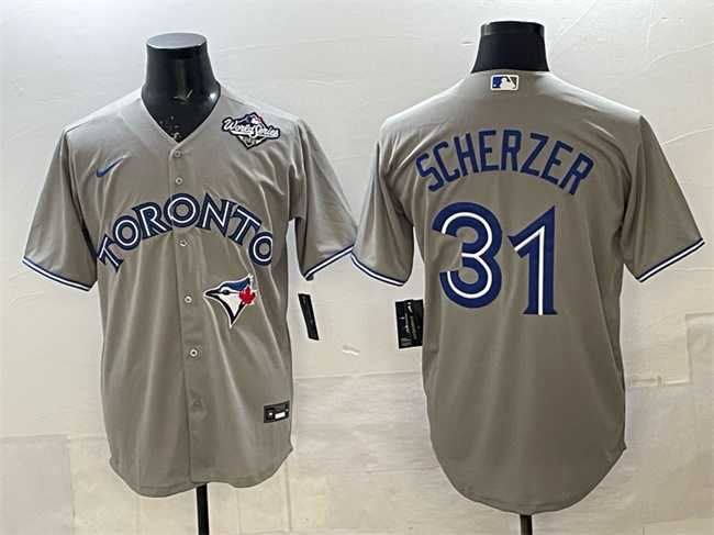 Men's Toronto Blue Jays #31 Max Scherzer Gray 2025 World Series Cool Base Stitched Jersey,We sell and wholesale Men's Toronto Blue Jays #31 Max Scherzer Gray 2025 World Series Cool Base Stitched Jersey on line form chian!