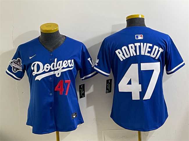 Women's Los Angeles Dodgers #47 Ben Rortvedt Royal 2025 World Series Champions Limited Stitched Jersey,We sell and wholesale Women's Los Angeles Dodgers #47 Ben Rortvedt Royal 2025 World Series Champions Limited Stitched Jersey on line form chian!