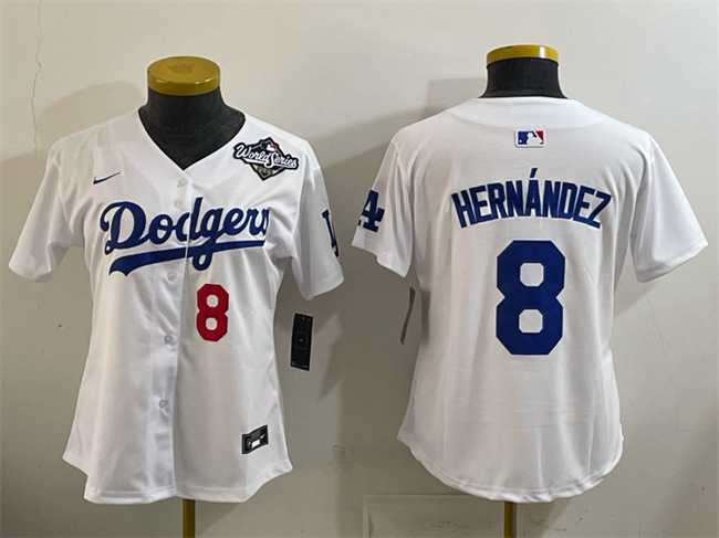 Women's Los Angeles Dodgers #8 Enrique Hernandez White 2025 World Series Home Limited Stitched Jersey,We sell and wholesale Women's Los Angeles Dodgers #8 Enrique Hernandez White 2025 World Series Home Limited Stitched Jersey on line form chian!