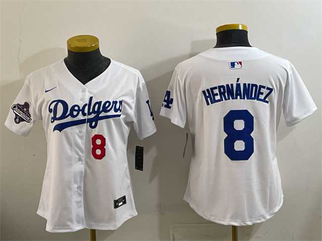 Women's Los Angeles Dodgers #8 Enrique Hernandez White 2025 World Series Champions Home Limited Stitched Jersey,We sell and wholesale Women's Los Angeles Dodgers #8 Enrique Hernandez White 2025 World Series Champions Home Limited Stitched Jersey on line form chian!