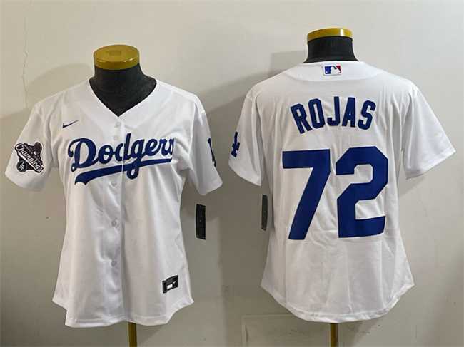 Women's Los Angeles Dodgers #72 Miguel Rojas White 2025 World Series Champions Home Cool Base Stitched Jersey,We sell and wholesale Women's Los Angeles Dodgers #72 Miguel Rojas White 2025 World Series Champions Home Cool Base Stitched Jersey on line form chian!